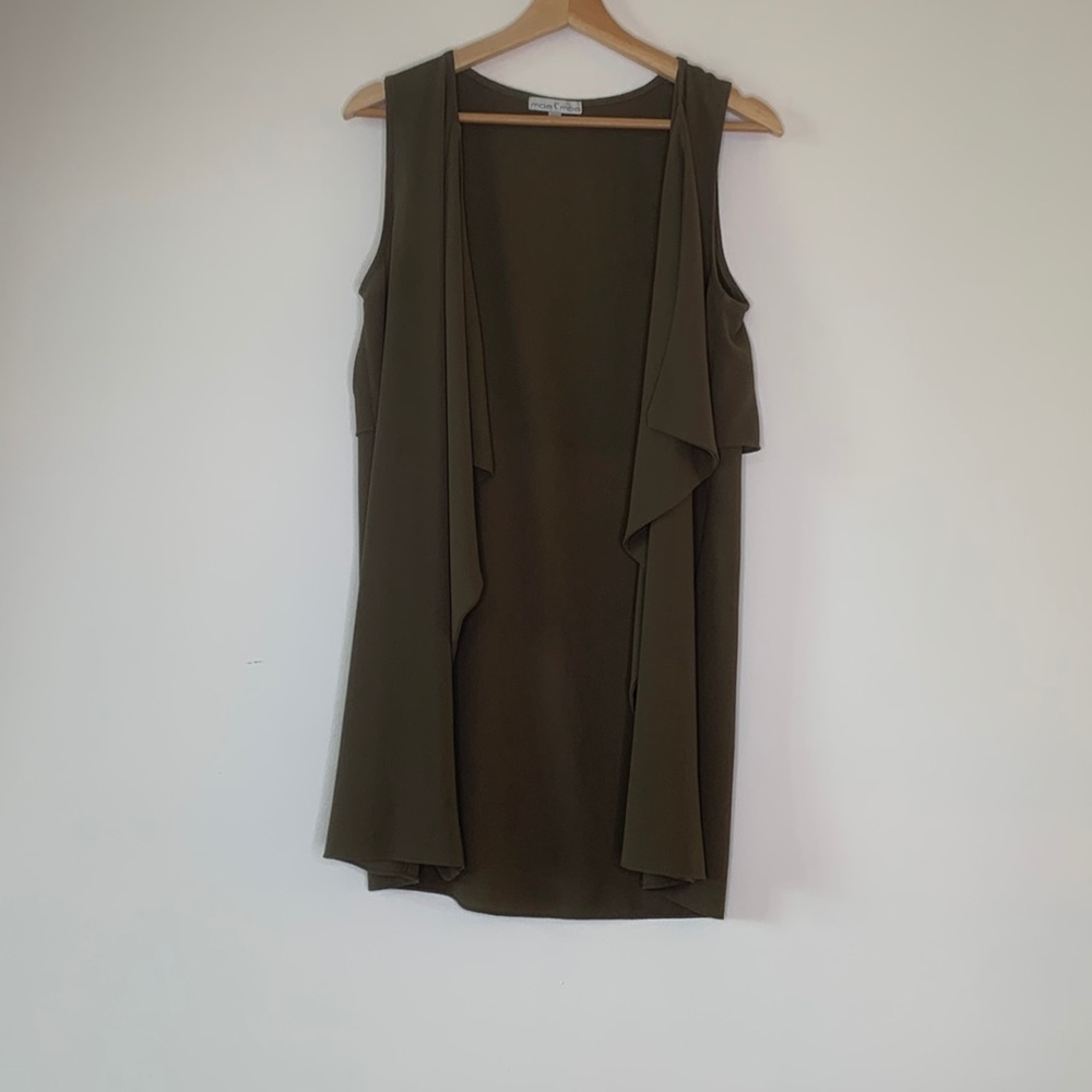 Army green sleeveless kimono